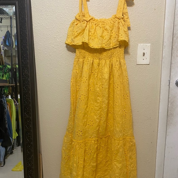 une ami Dresses & Skirts - Yellow Eyelet Maxi Dress